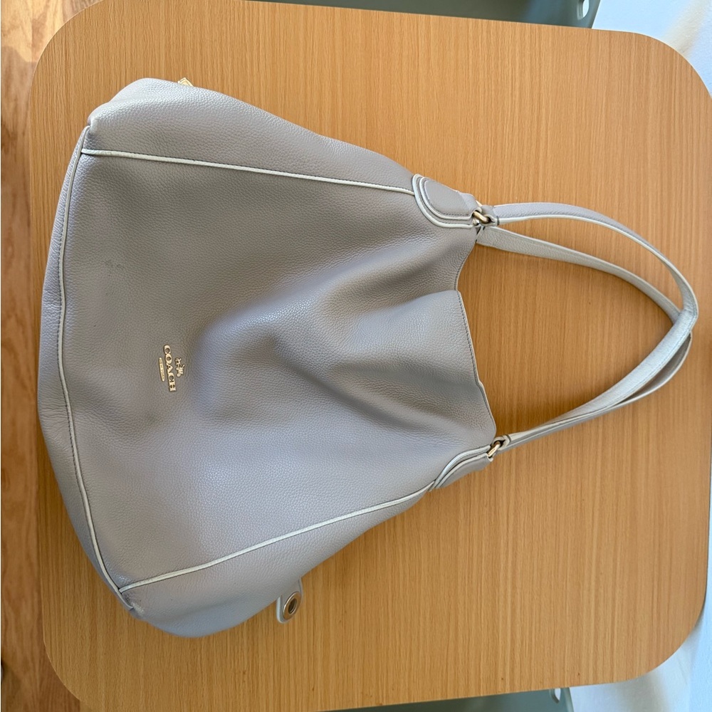 Coach Light Gray Leather Hobo Bag
